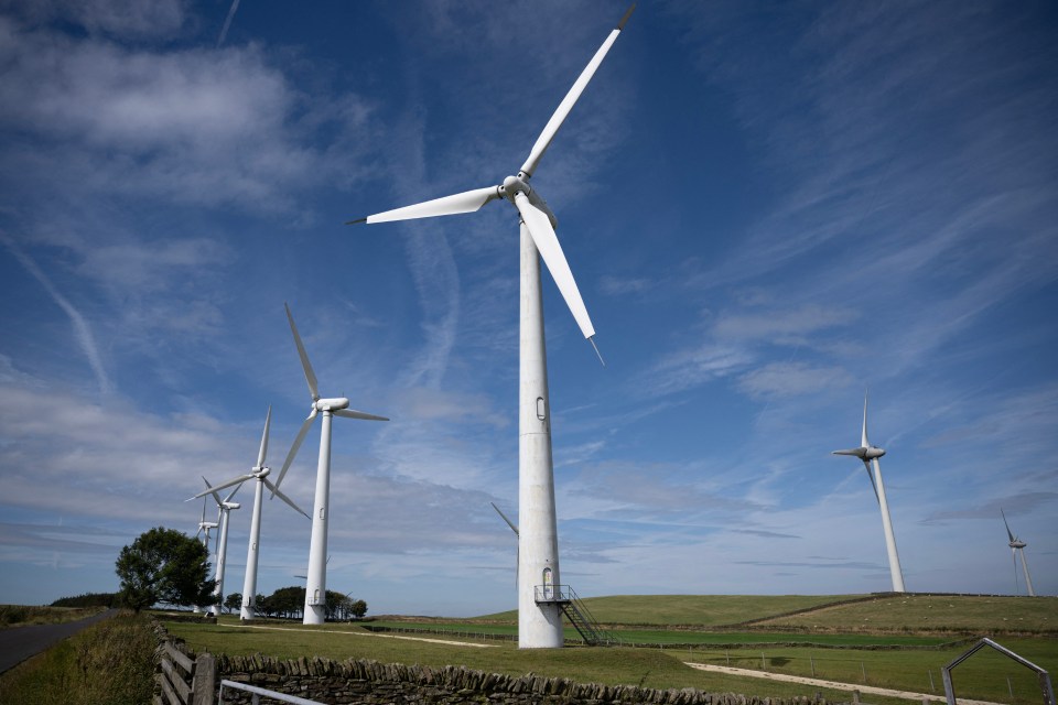 Wind turbines at a wind farm.