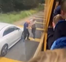 The school bus driver attempted to push his attacker away