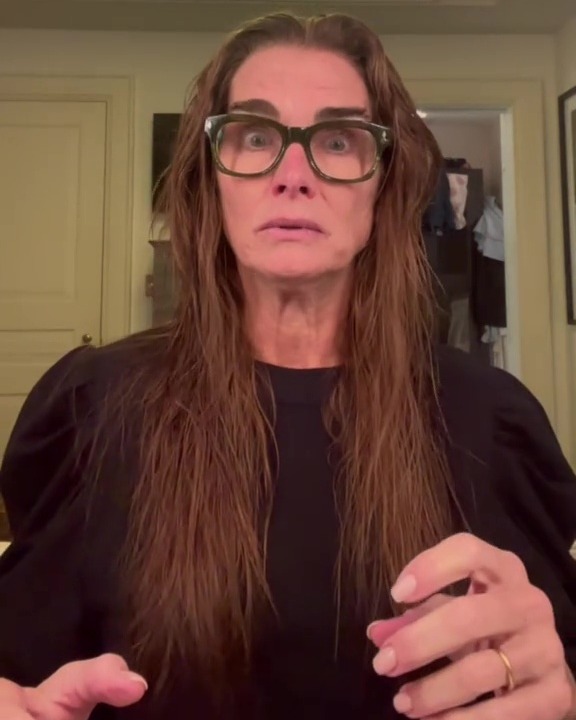 Brooke Shields in a TikTok video, appearing surprised.