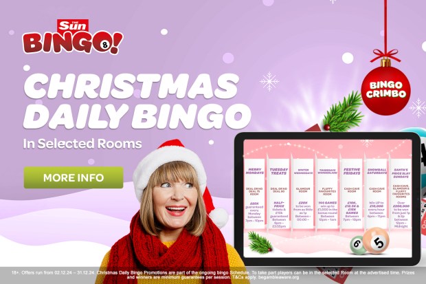 Sun Bingo Christmas Daily Bingo in selected rooms.  More info available.