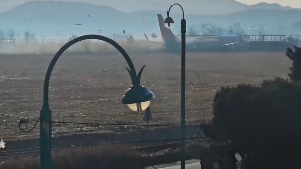 Airplane crash at South Korean airport.