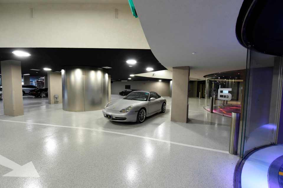 Porsche in a luxury condominium's Dezervator car elevator.