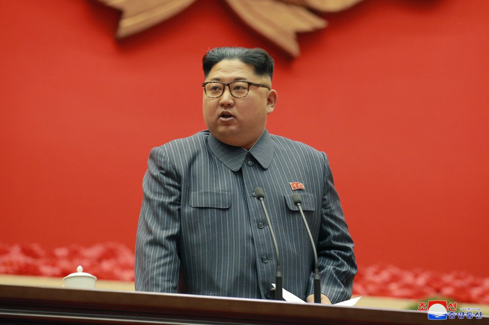 Kim pictured sparking at a conference in Pyongyang on December 24, 2017