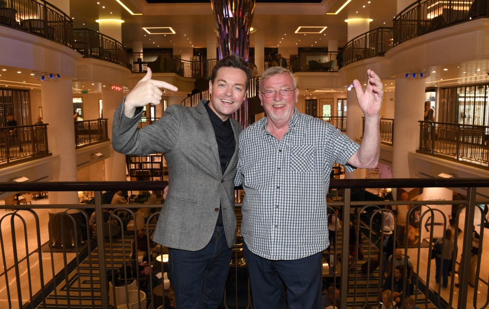 Stephen Mulhern and his father on a P&O Cruises ship.