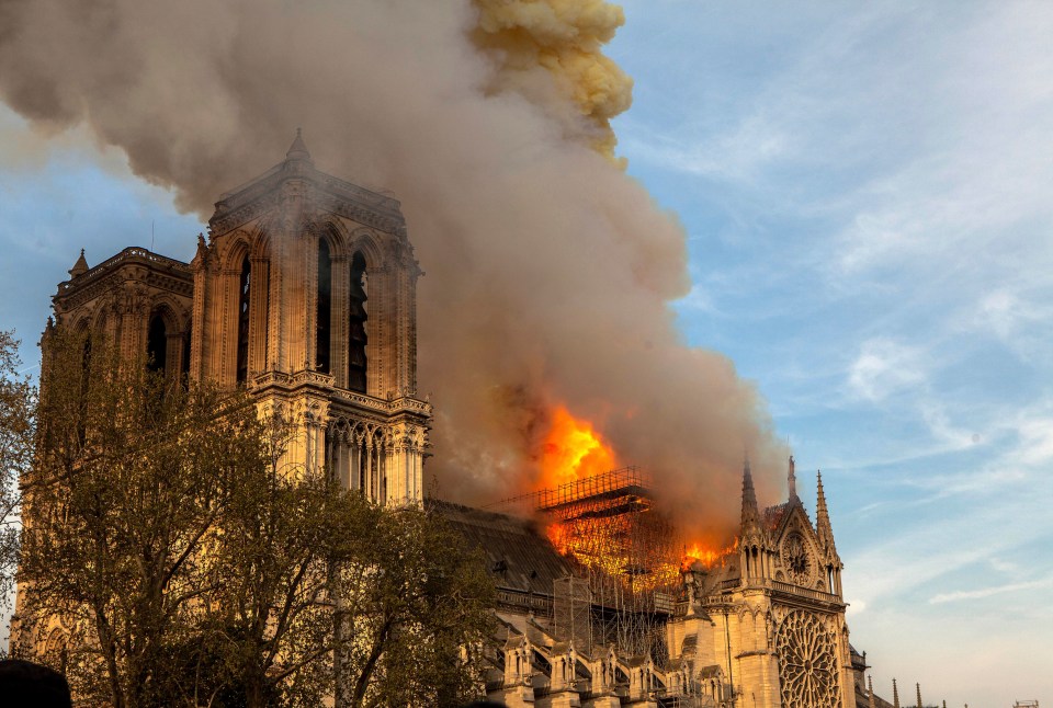 A devastating fire tears through Notre Dame Cathedral in 2019