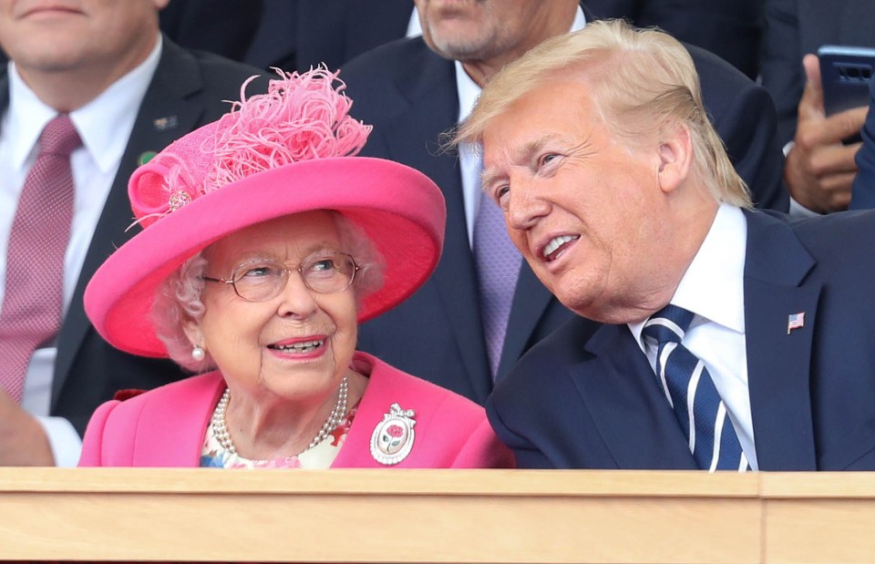 Queen Elizabeth II and Donald Trump at a D-Day anniversary event.