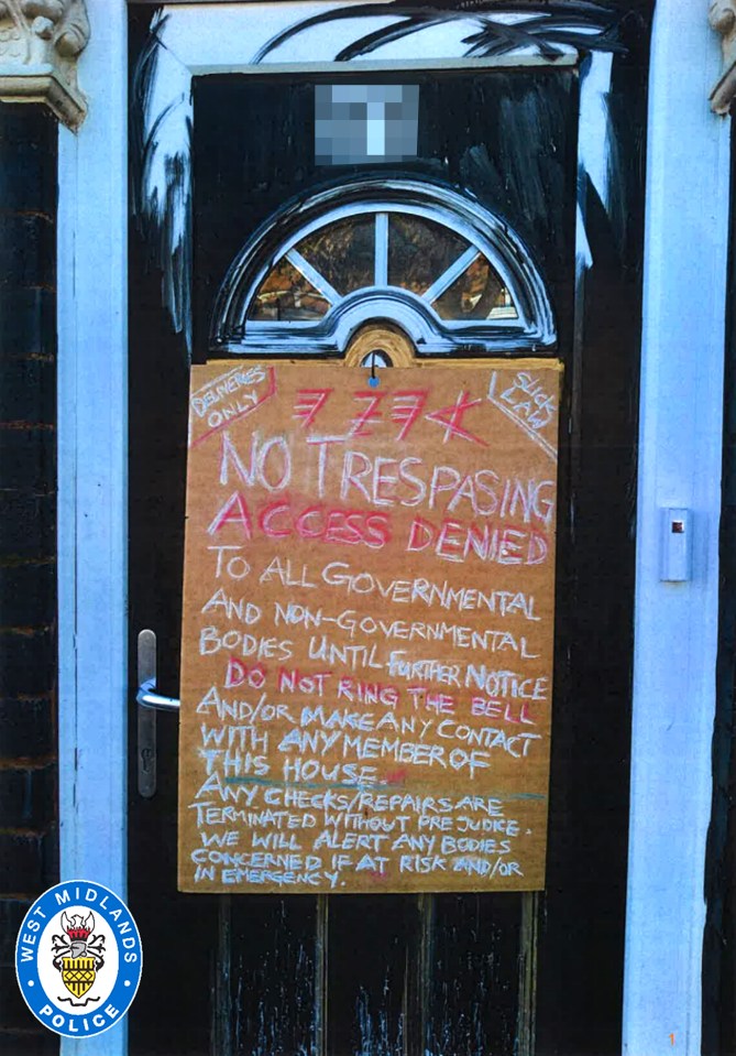 A sign on the couple's home in Birmingham