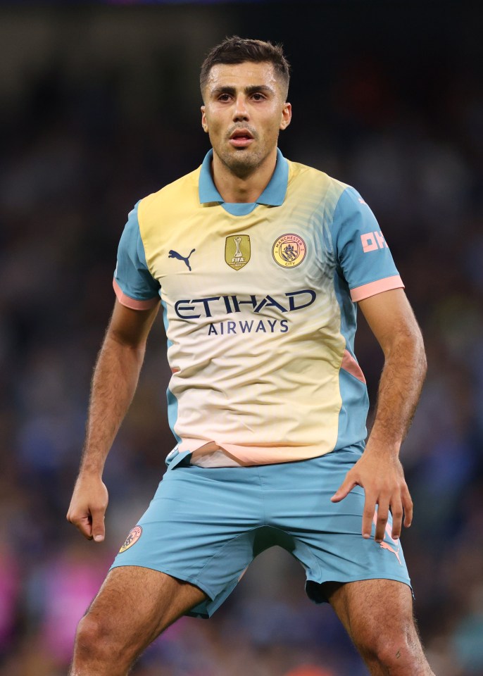 Rodri of Manchester City in a soccer match.