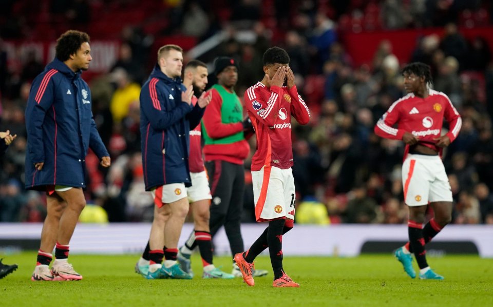 Amad Diallo of Manchester United looking dejected after a Premier League match.