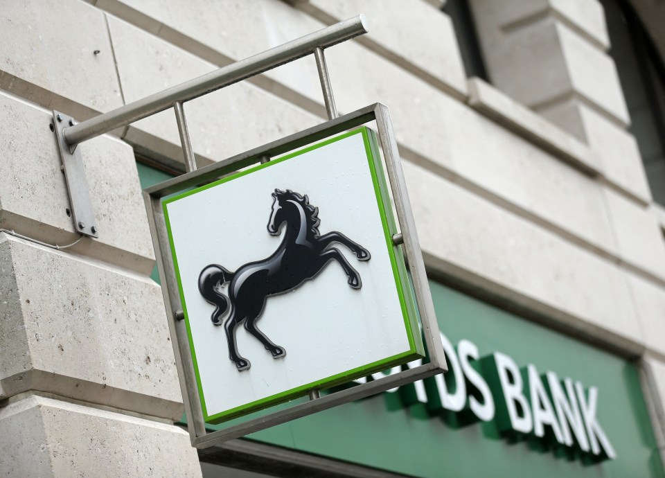 Lloyds Bank sign with black horse logo.