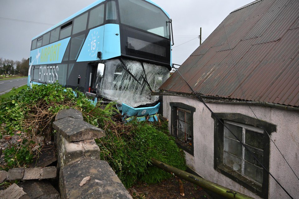 An airport bus crashed in Northern Ireland this morning