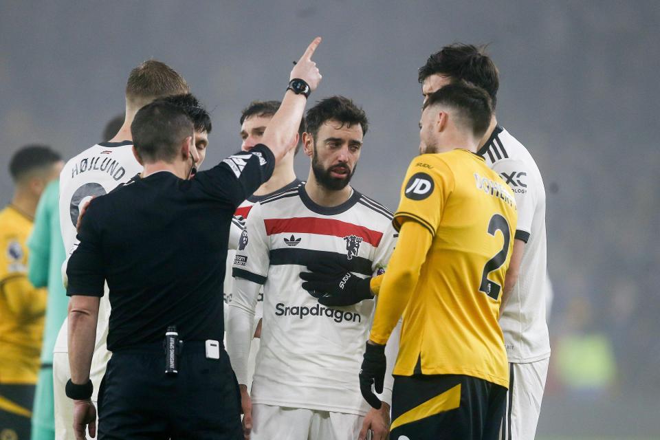 Bruno Fernandes will miss the Newcastle game after his red card at Wolves