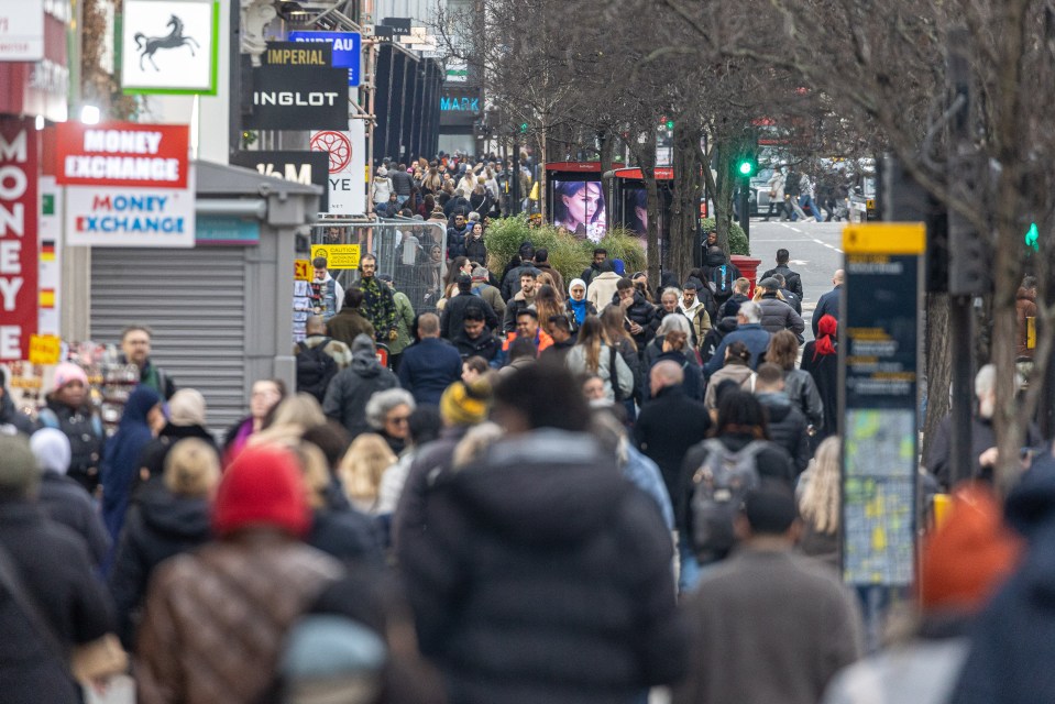 Shoppers on a rammed Oxford Street in central London