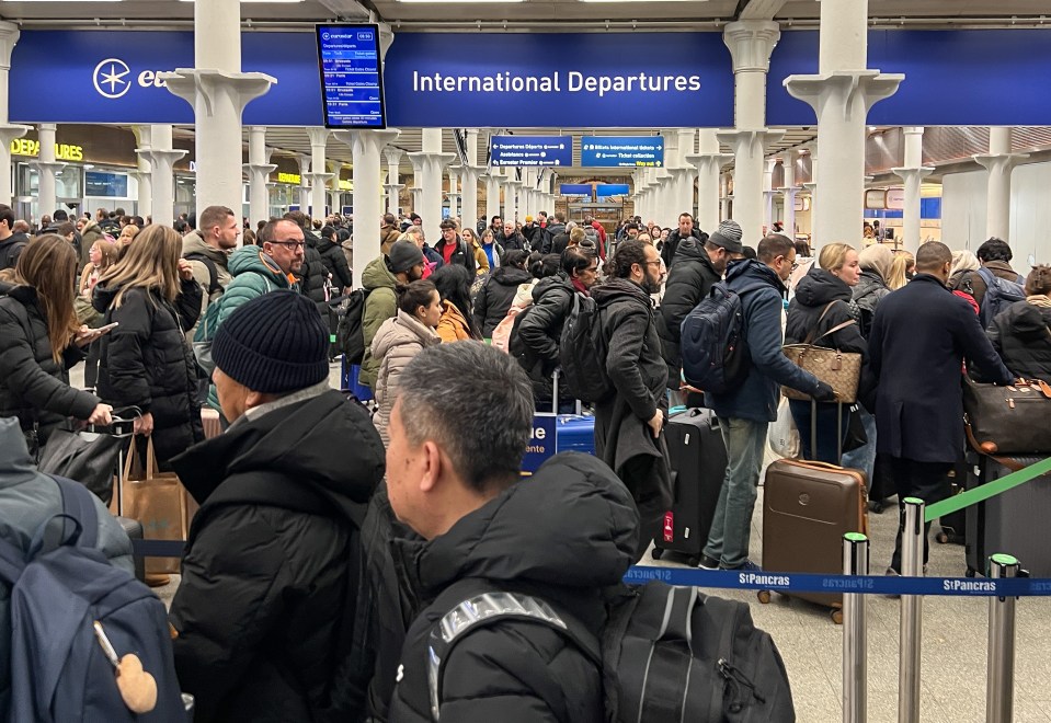 People were seen in stand-still queues waiting to get on the Eurostar