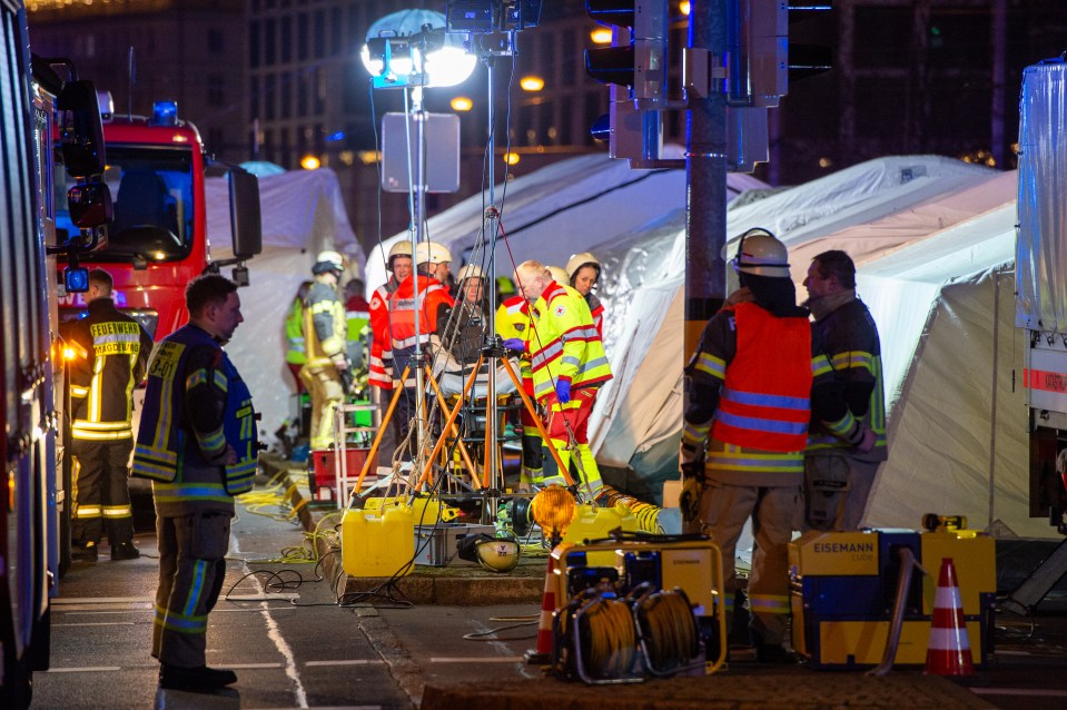 Tents were set up to treat the injured at the Christmas market