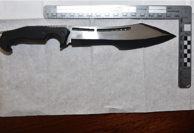 One of the knives seized from Saadi’s bedroom and parents’ house