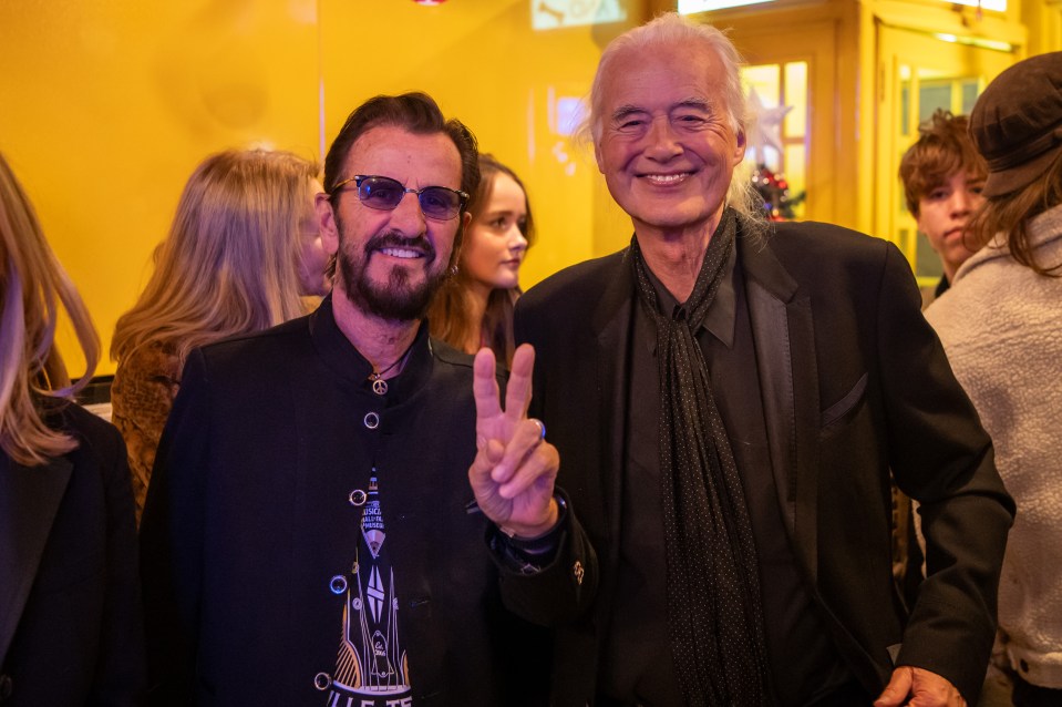 Ringo smiles at the camera with Led Zeppelin's Jimmy Page