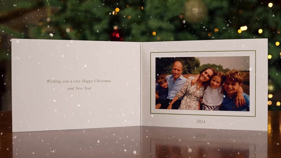 Prince William and Catherine, Princess of Wales' 2024 Christmas card featuring a family photo.