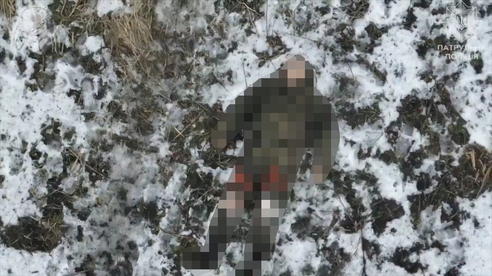 Drone image shows a number of dead bodies said to be North Korean troops in an assault on a Ukrainian position in Kursk