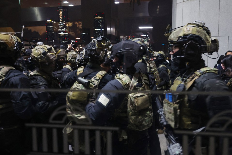 Soldiers try to enter the National Assembly in Seoul