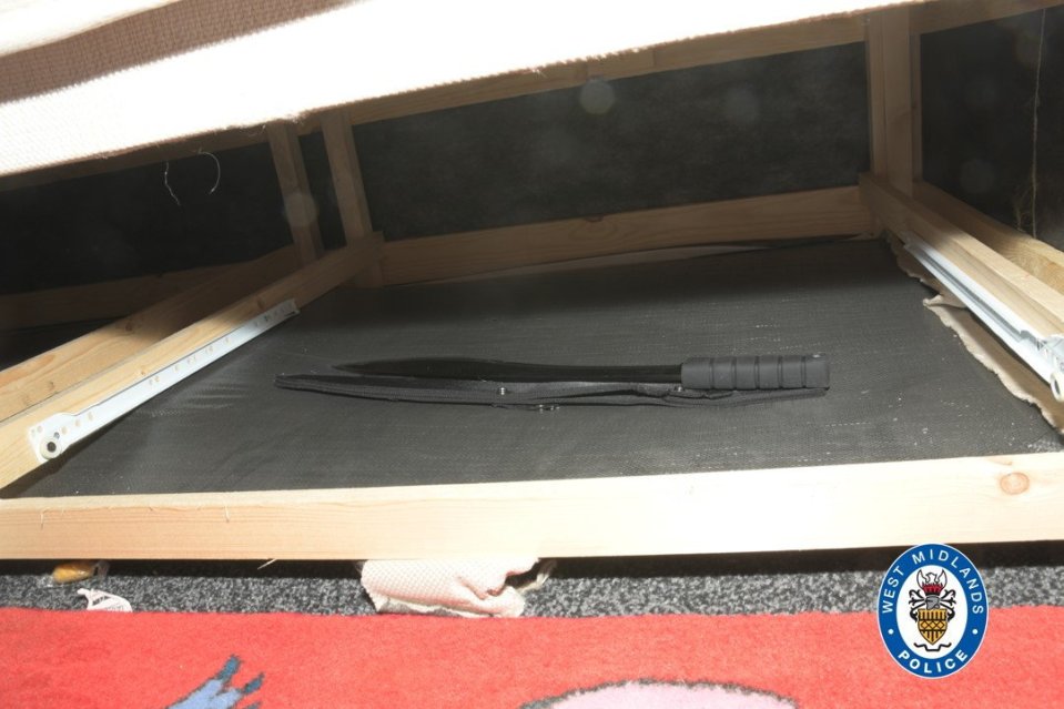 A machete was also discovered under a bed