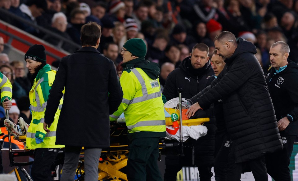 Fabianski left the field in a neck brace and covered in a blanket