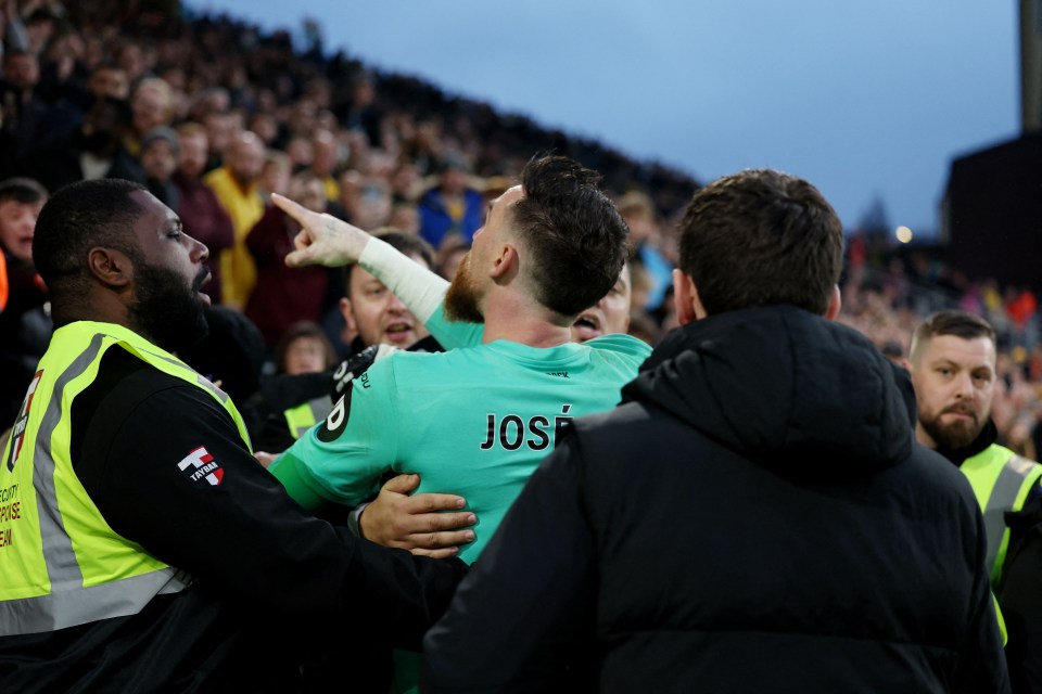 Jose Sa found himself arguing with a fan in the crowd