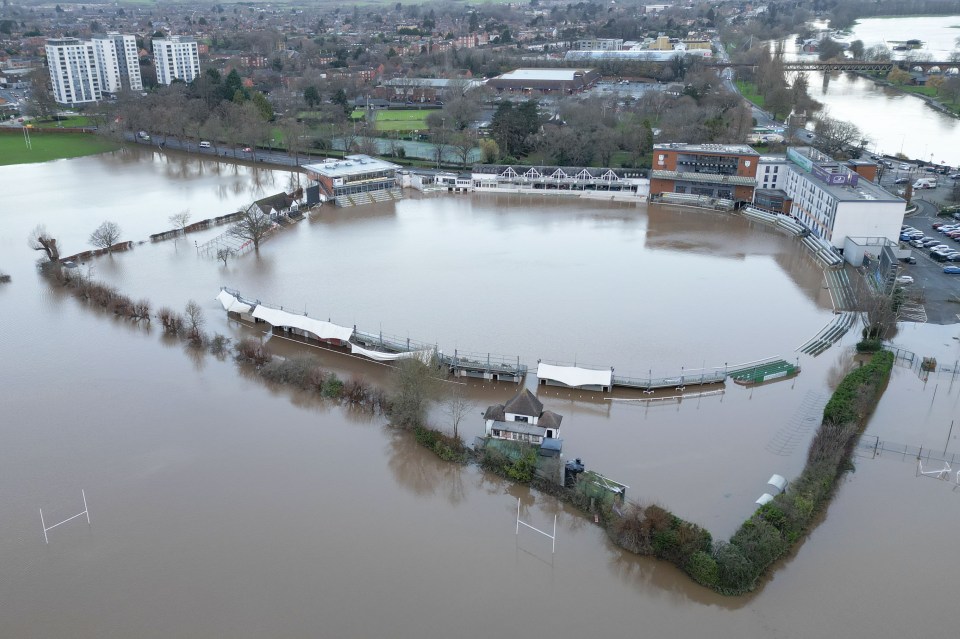 Worcestershire County Cricket Club remains flooded