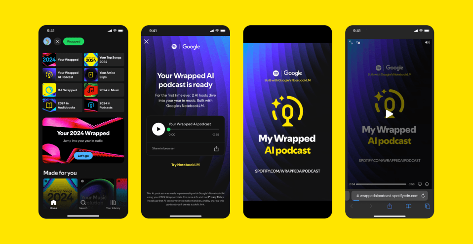 The only AI used in Spotify Wrapped appears to be the AI DJ, AI Playlist and AI Podcast feature, which accompanies your usual Spotify Wrapped