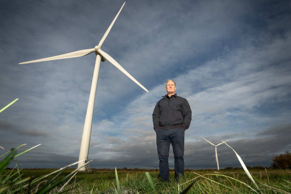 Keir Starmer at a wind farm near the town