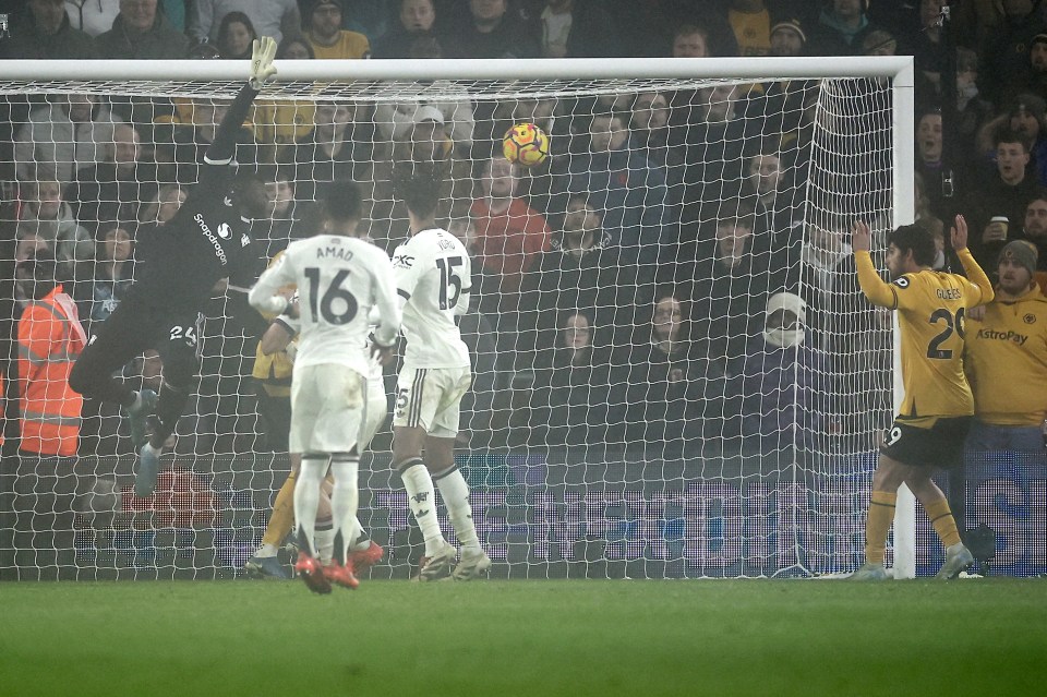 Andre Onana missed the ball completely as the hosts took charge against the ten-man visitors