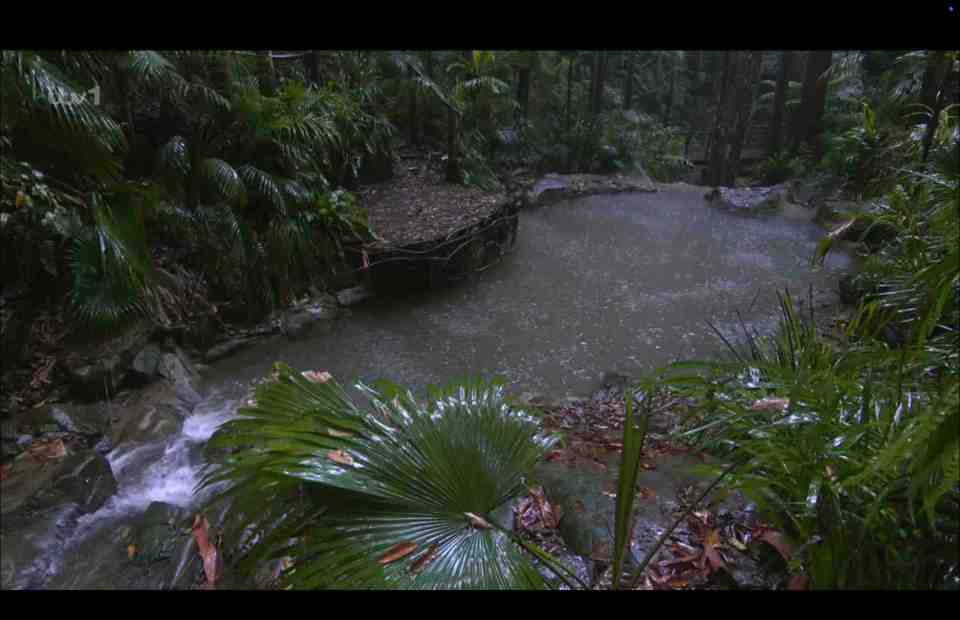 The I'm A Celebrity camp has been hit by heavy rainfall, causing floods