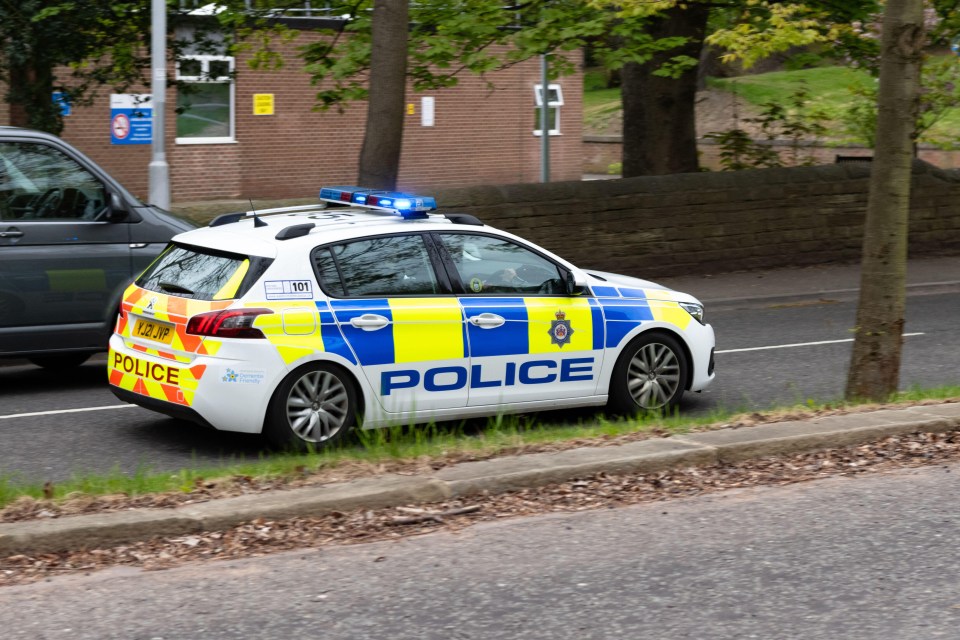 West Yorkshire police car responding to an emergency.