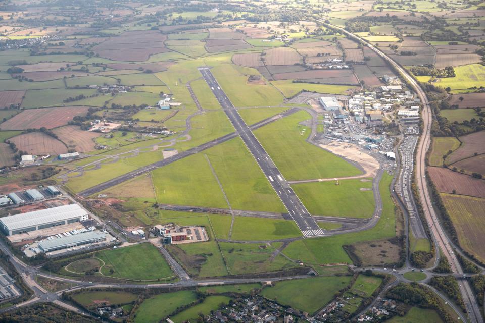 Aerial view of Exeter Airport.