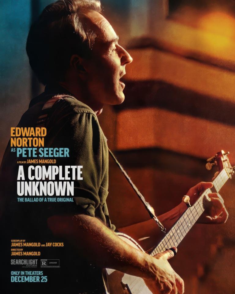 Edward Norton as Pete Seeger in the biopic