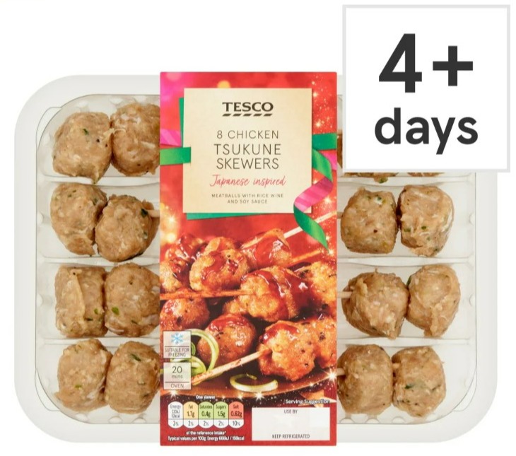 Tesco's 8 Chicken Tsukune Skewers were stamped with the wrong use-by date