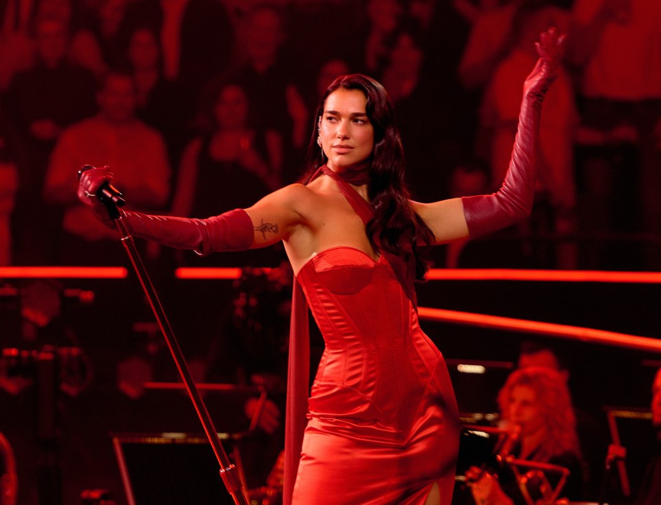 Pop star Dua Lipa follows in Kylie Minogue’s merry footsteps for this year’s festive ITV pop showstopper