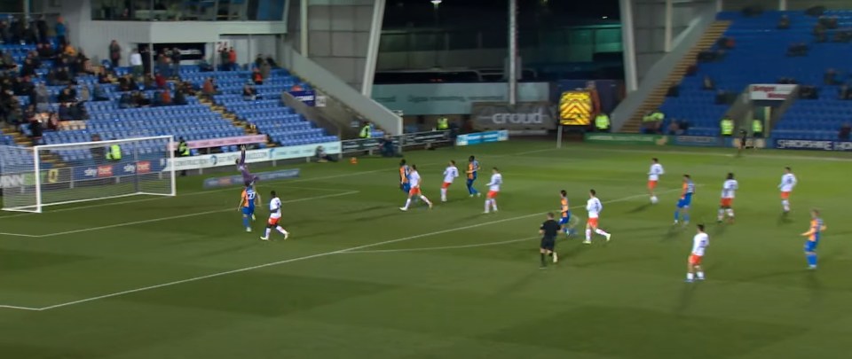 The ball then went over Tyrer, leading to Shrewsbury's opener in the fifth minute