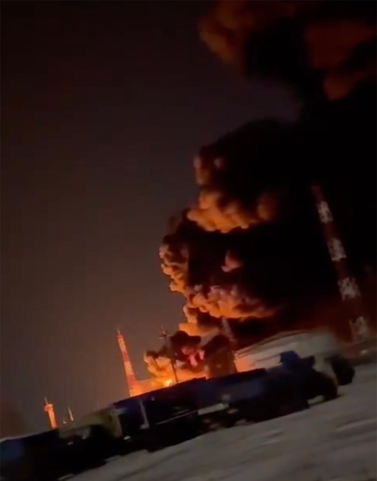 Large fire at an oil depot.