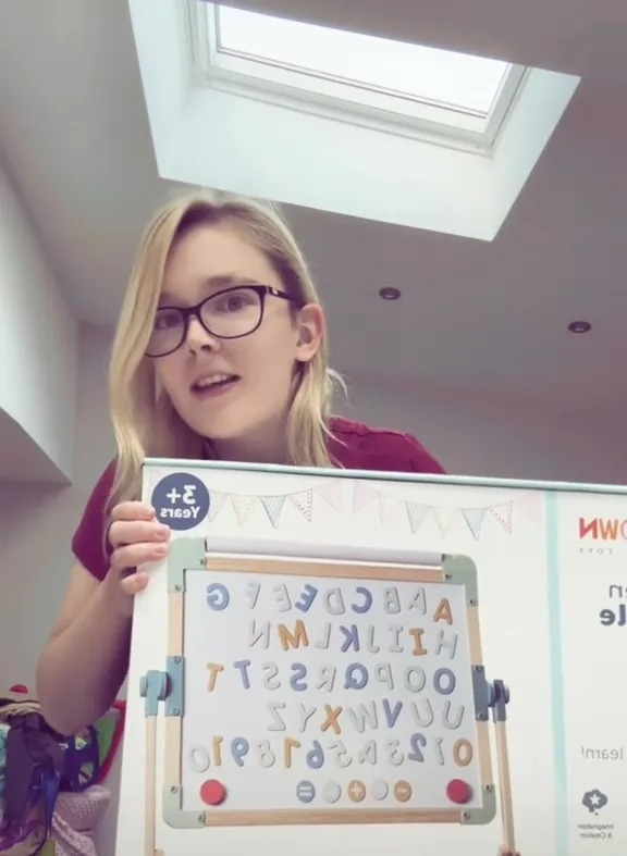 She explained that her two-year-old is currently into letters and drawing