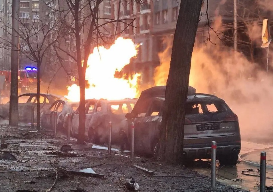 Cars were left in ruins as fires tore through several regions