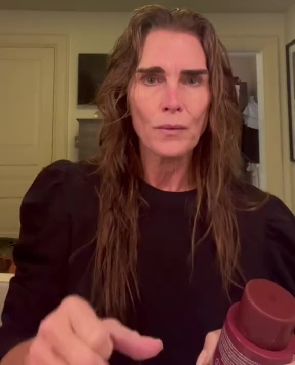 Brooke Shields in a TikTok video, appearing surprised.