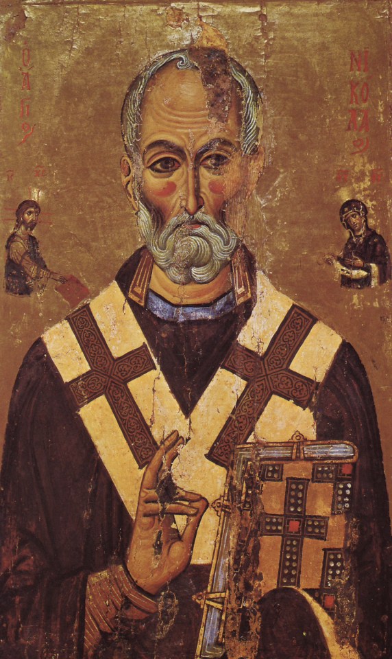 A 13th-century depiction of Saint Nicholas from Saint Catherine’s Monastery in Sinai, Egypt