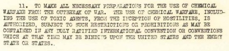 Typed text outlining preparations for chemical warfare.