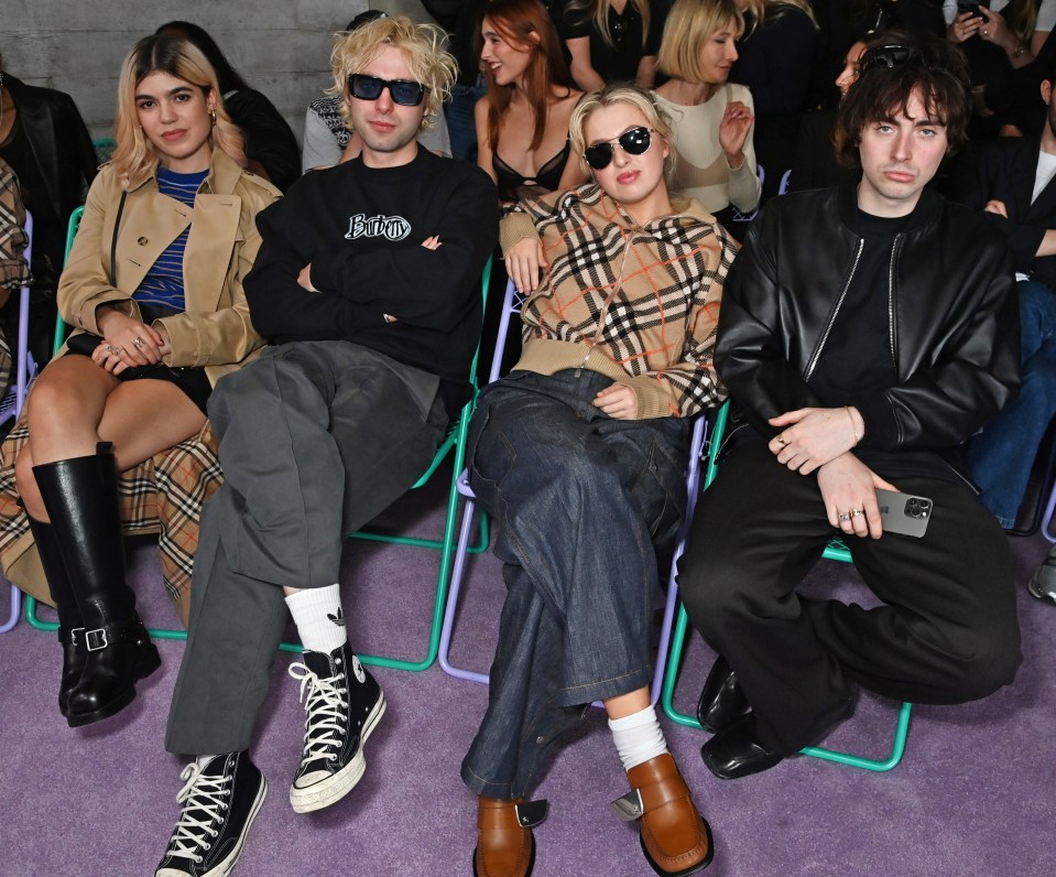 The Gallagher siblings and friends attending a Burberry fashion show.