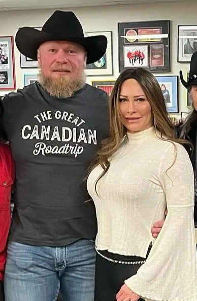 Sable, now 56, poses alongside her husband Brock Lesnar this week