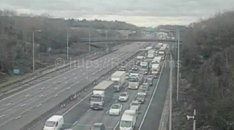 Traffic jam on a motorway.