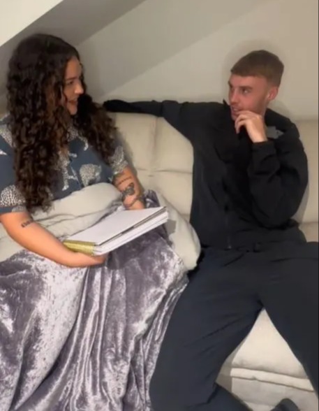 Hallie Palmer and Cole Palmer discussed beauty products on her TikTok