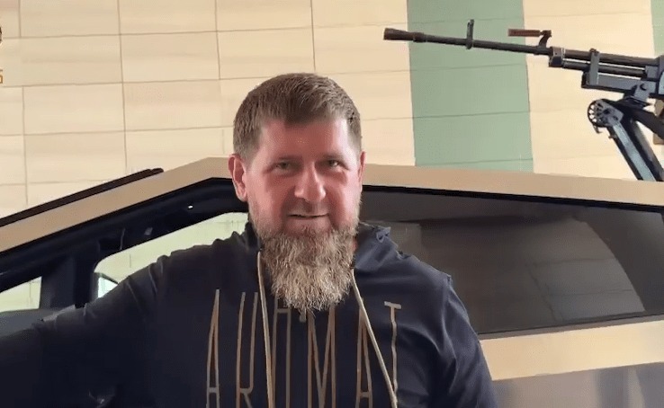 Kadyrov recently flaunted his new Tesla equipped with a machine gun