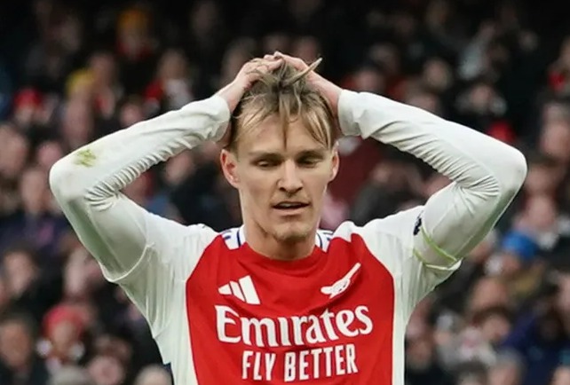 Captain Martin Odegaard came closest to scoring for the Gunners